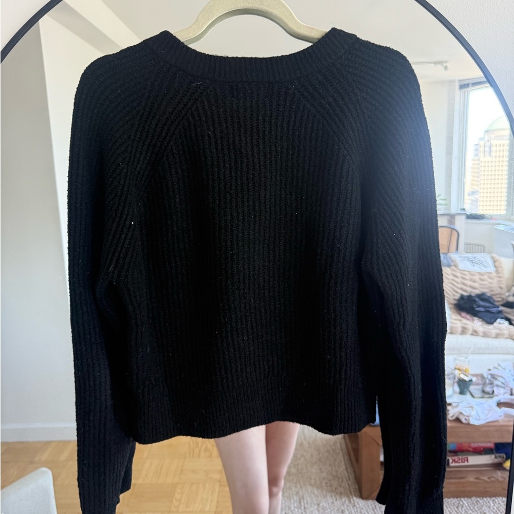 Universal Thread Black Ribbed Button-Front Cardigan - Picture 2 of 3